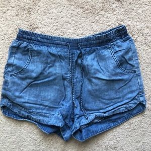 Blue Linen Shorts